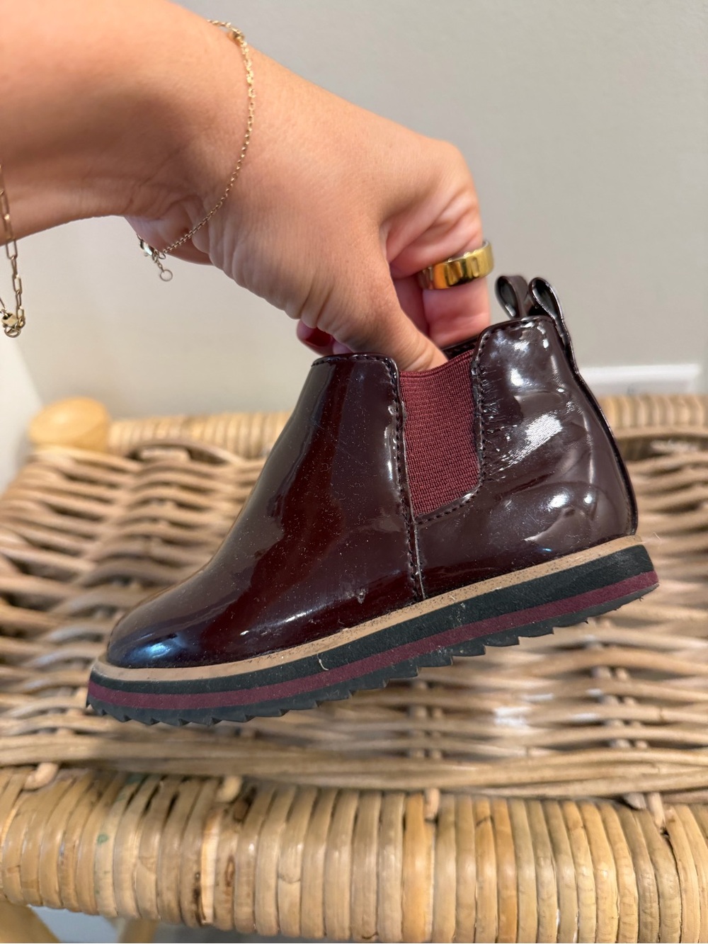 Zara Kids Patent Burgundy Chelsea Boot